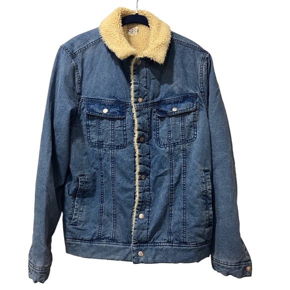 Anthropologie Other - Anthropologie Faherty Brand Terry Trucker Jean Jacket Sz M Men Blue